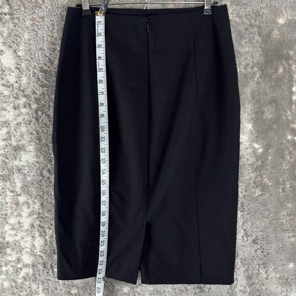 Worthington Size 8 Minimalist Pencil Midi Skirt Black Zip Lined Preppy - Picture 2 of 7